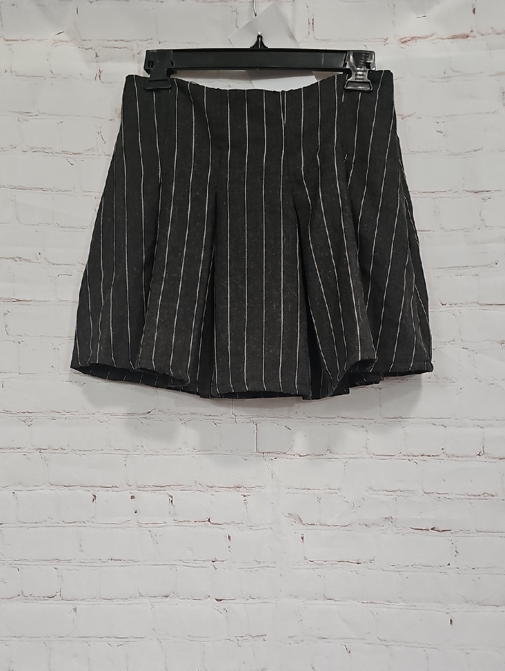 Striped Black Circle Skirt with Pinstripe Detail